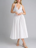 Halter Neck Midi Dress Pockets (3)