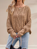 Cable Knit Dropped Shoulder Sweater
