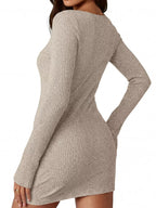 Ribbed Knit Long Sleeve Slim Fit Sweater Dress (12)