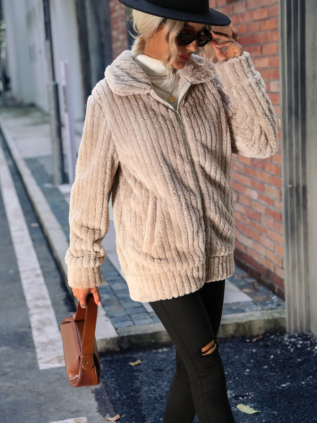 Zip-up Collared Ribbed Jacket (2)