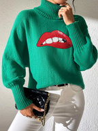 Lip Turtleneck Long Sleeve Sweater (3)