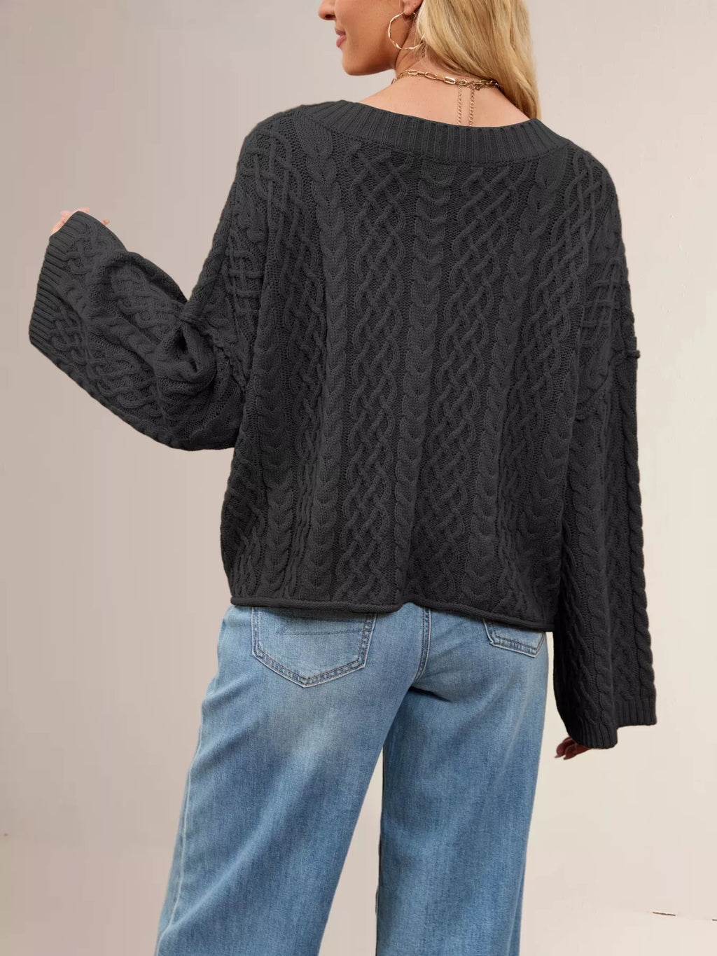 Cable Knit Button-down Cardigan (6)