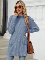 Ribbed Mock Neck Long Sleeve T-shirt (34)