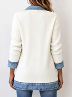 Full Size Denim Trim Ribbed Knit Cardigan Plus (15)