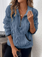 Full Size Half Zip Kangaroo Pocket Sweatshirt Plus (2)