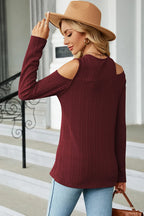Round Neck Cold Shoulder T-shirt (2)