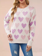 Heart Pattern Beaded Round Neck Sweater (6)