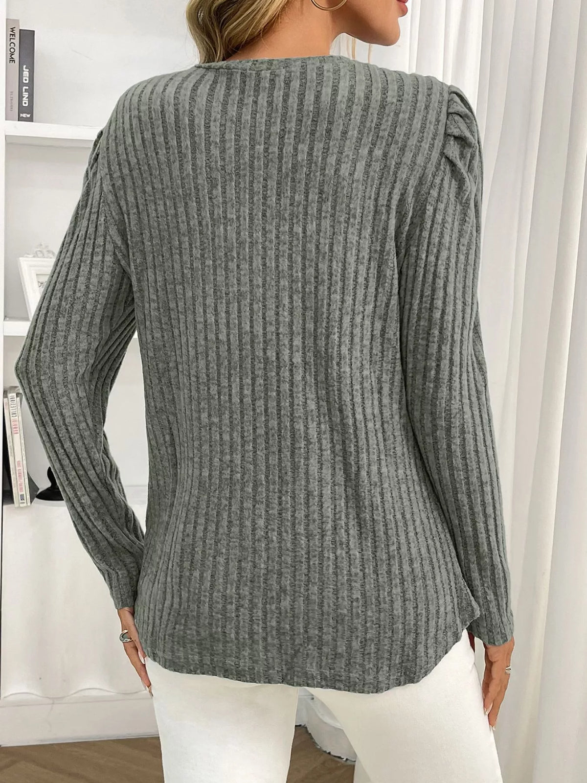 Round Neck Puff Sleeve T-shirt (32)