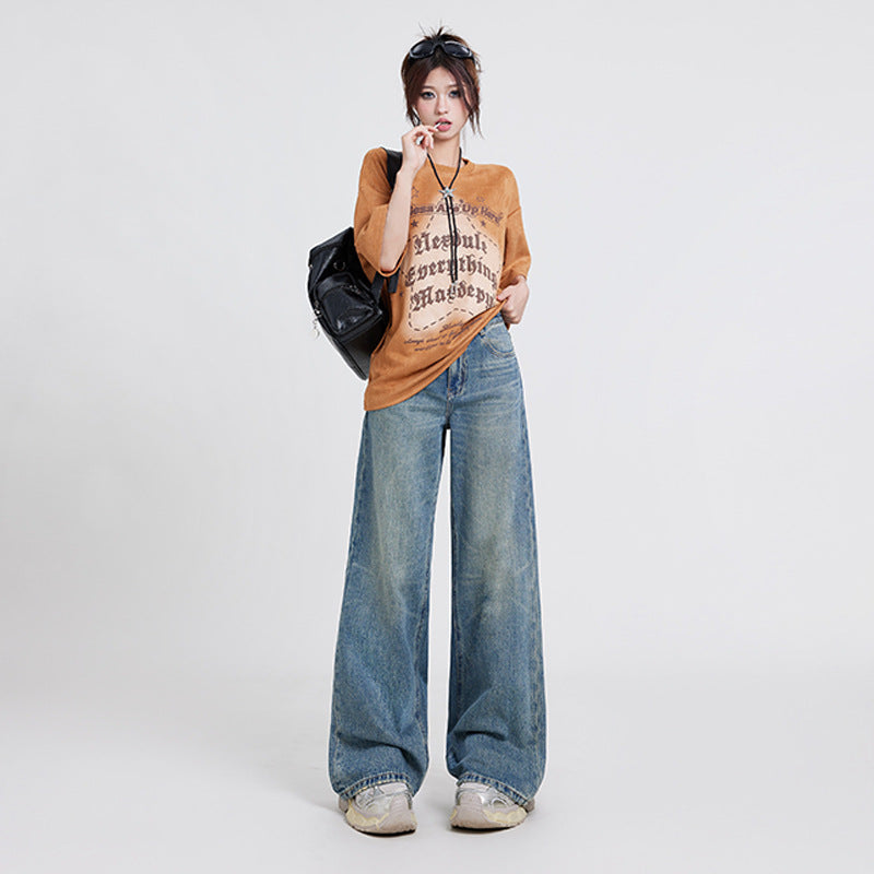 Wide Leg Jeans High Waist Baggy Straight Trousers variant CJNZ208481801AZ|CJNZ208481802BY|CJNZ208481803CX|CJNZ208481804DW|CJNZ208481805EV