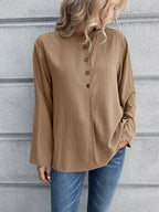 Half Button Long Sleeve Blouse (6)