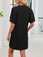 Notched Short Sleeve Tie Waist Dress (22)