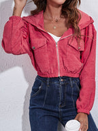 Drawstring Hooded Zip Up Jacket Pockets (14)