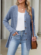 Ribbed Knit Hooded Button-down Cardigan (25)
