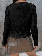 Full Size Sequin Open Front Cropped Jacket (9)