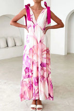 Printed V-neck Tie Shoulder Midi Cami Dress (17)