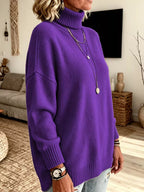 Turtleneck Dropped Shoulder Sweater (7)