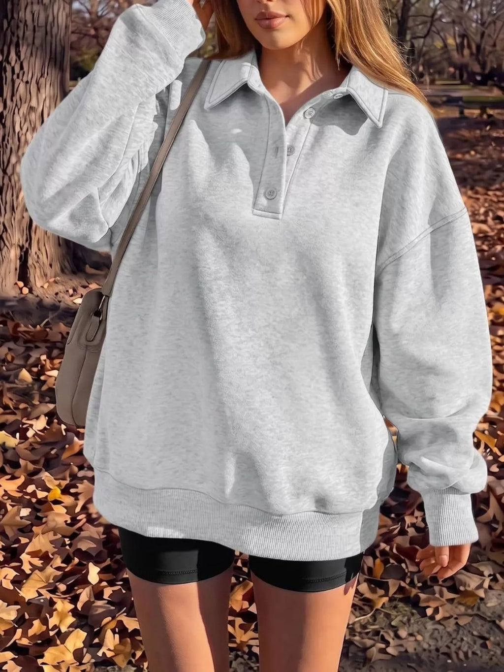 Button Detail Dropped Shoulder Sweatshirt (2)