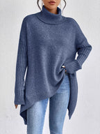Turtleneck High-low Hem Sweater (4)