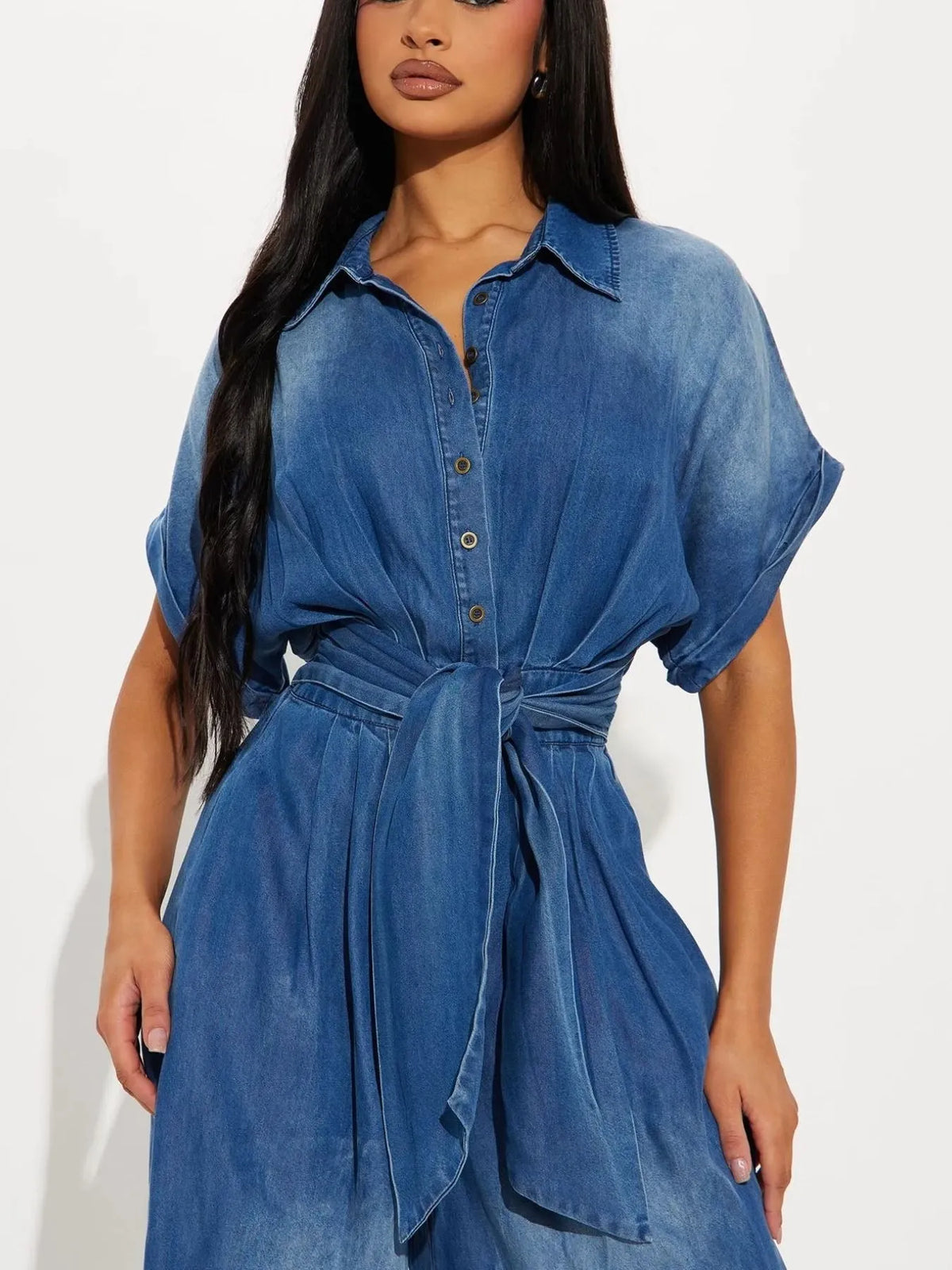 Button Front Wide Leg Denim Jumpsuit (7)