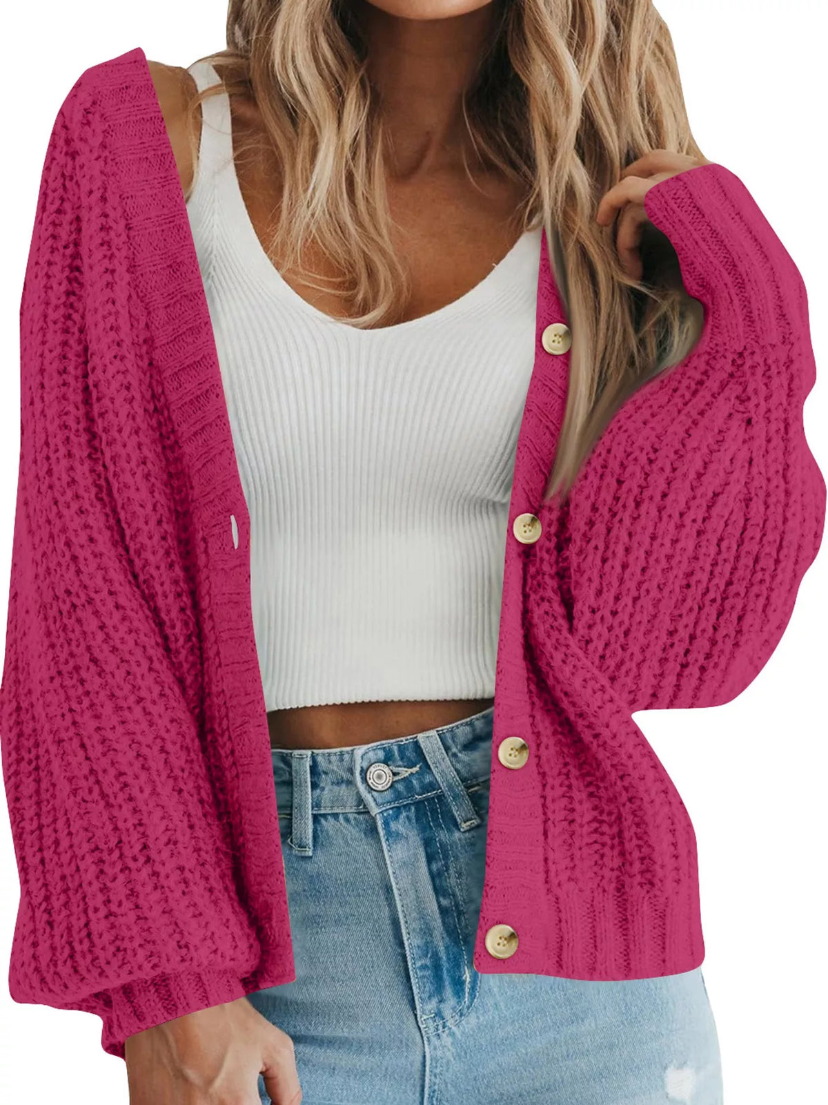 Full Size Chunky Knit Button-down Cardigan Plus (28)