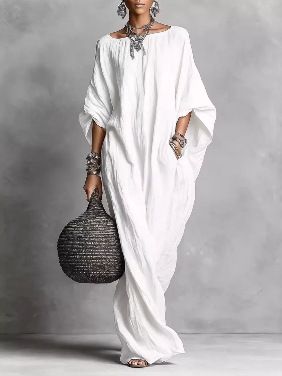 Loose Fit Boat Neck Dress