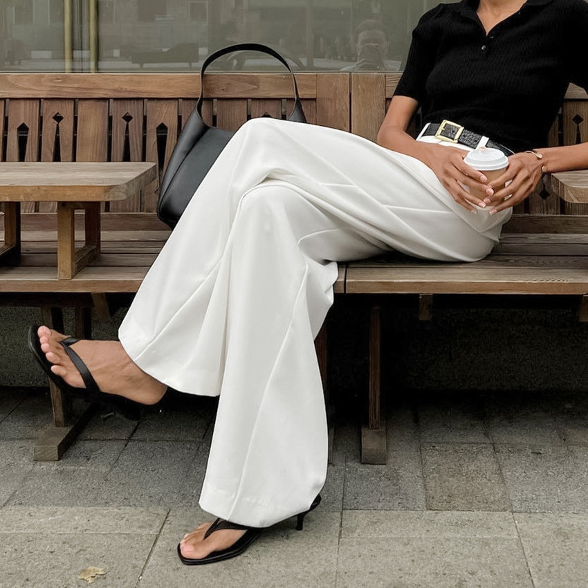White High-waist Trousers Loose Casual Pants photo 14