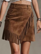 Fringed Wrap Mini Skirt (2)