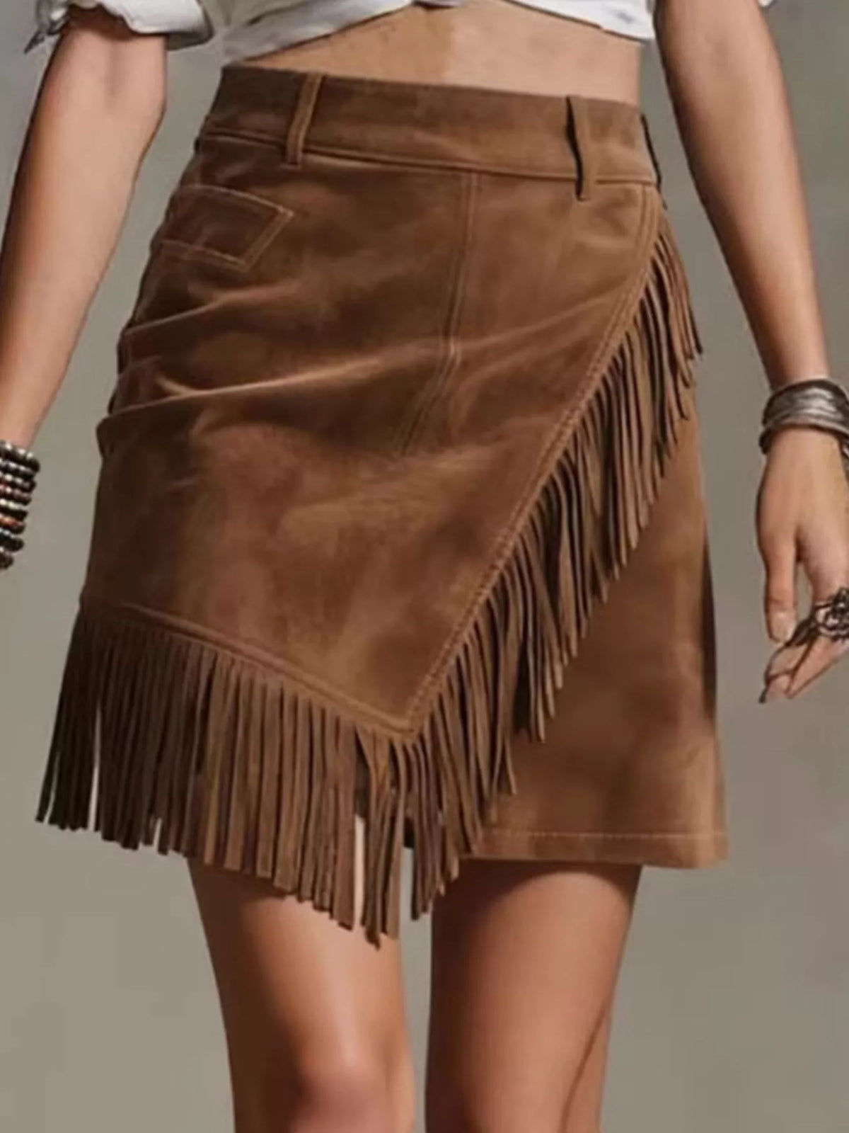 Fringed Wrap Mini Skirt (2)