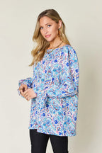 Full Size Printed Flounce Sleeve Blouse (2)