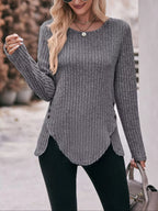 Ribbed Knit Long Sleeve T-shirt (3)