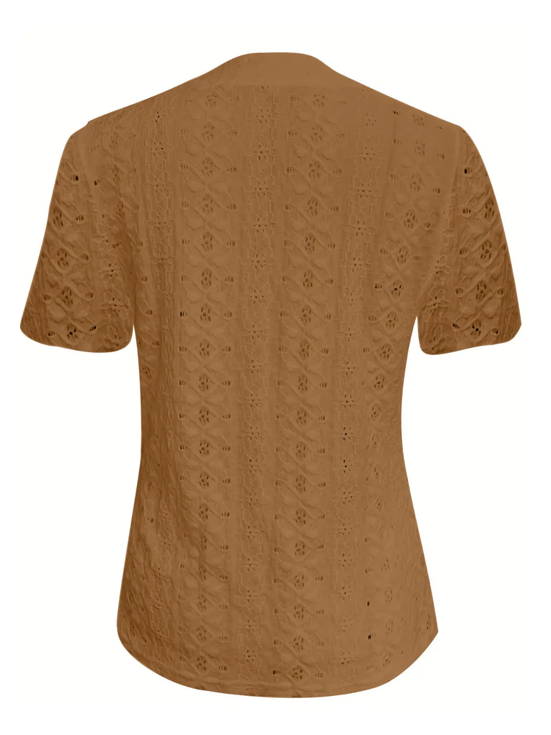 Openwork Notched Short Sleeve Top (6)