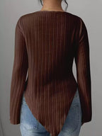 Cowl Neck Ribbed Knit T-shirt (12)