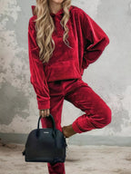 Velvet Long Sleeve Hoodie Pants Set (25)