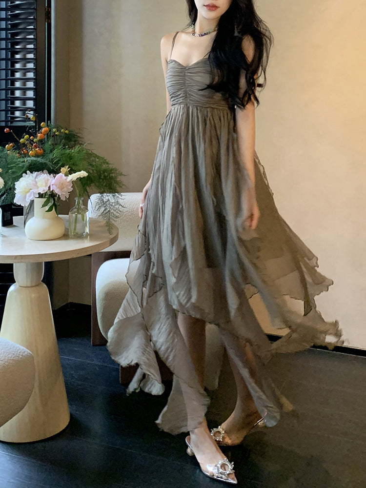 Pleated Irregular Elegant Midi Dress photo 9