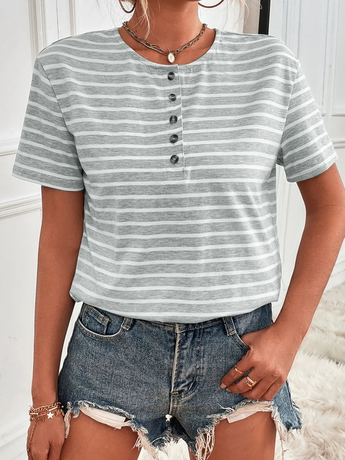Striped Short Sleeve Top (7)