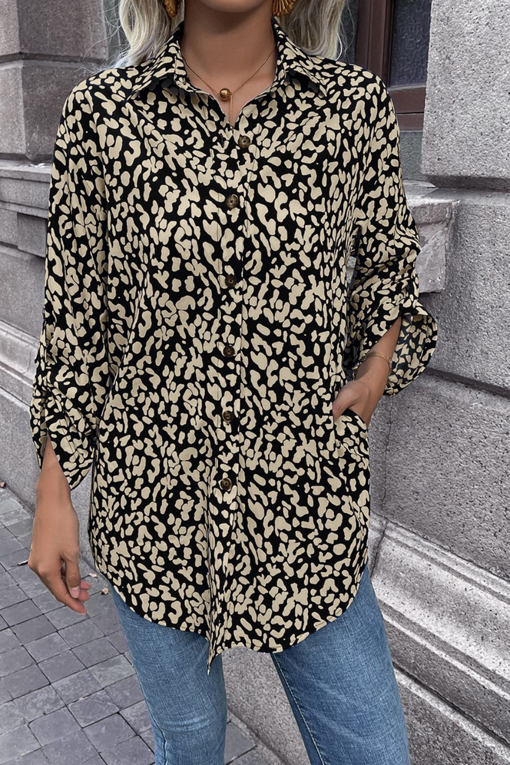 Leopard Roll-tap Sleeve Shirt (9)