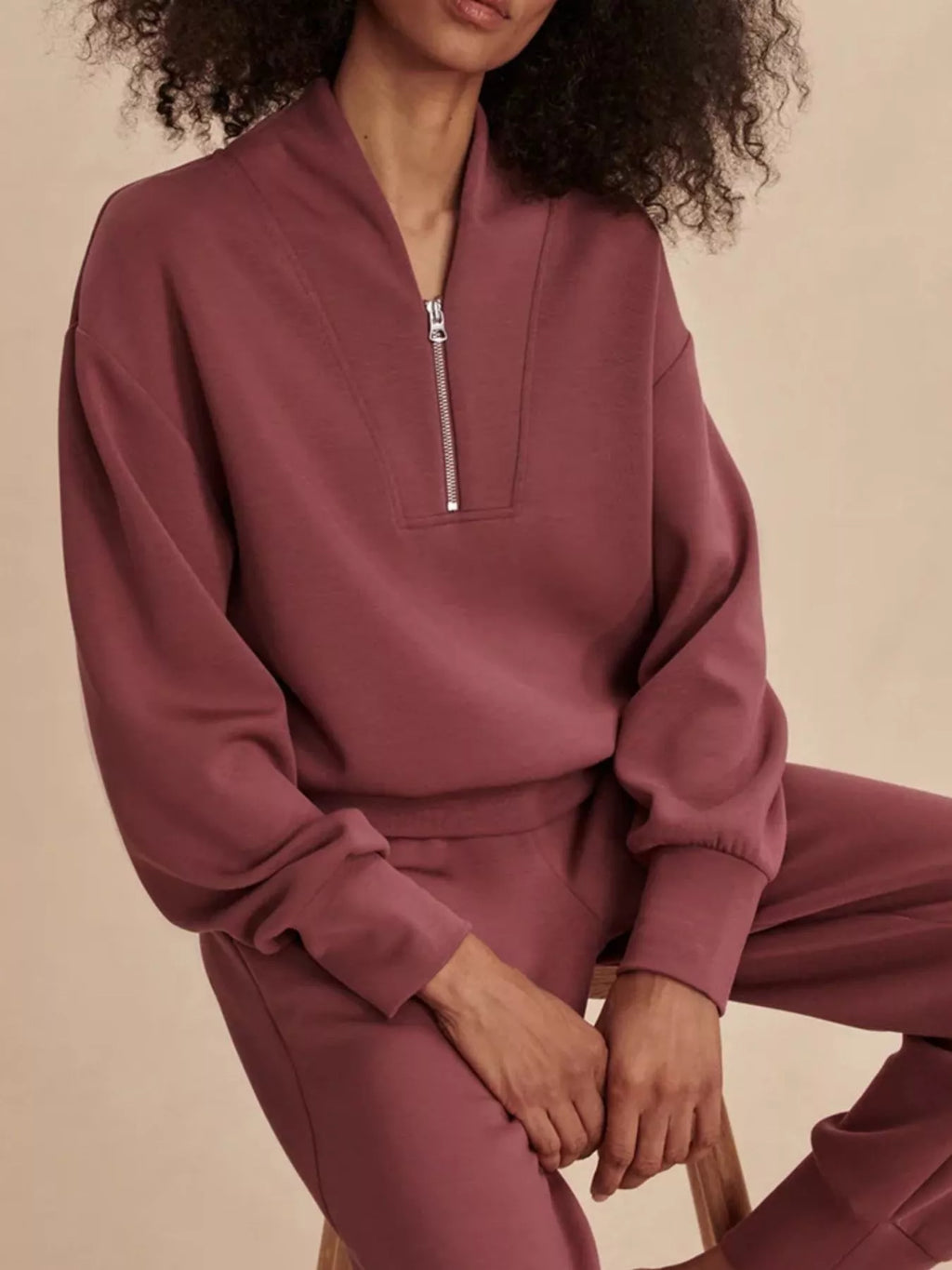 Quarter-zip Sweatshirt Wide-leg Pants Set (12)