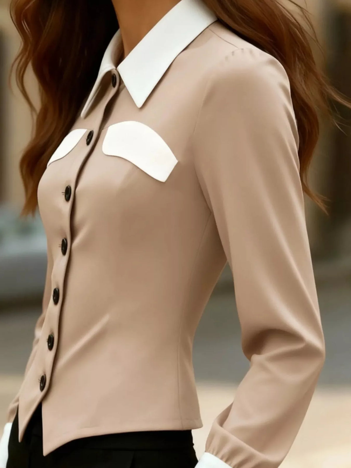 Contrast Button-down Shirt (2)