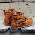 Fringe Studded Suede Flat Boots (8)