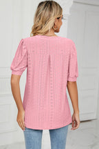 Eyelet Notched Short Sleeve T-shirt (18)