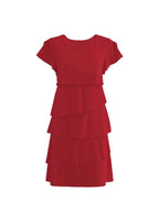 Casual Layered Round Neck Ruffled Sleeve Dress (4)