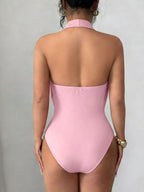 Halter Neck Ruched Ring Detail Bodysuit (10)