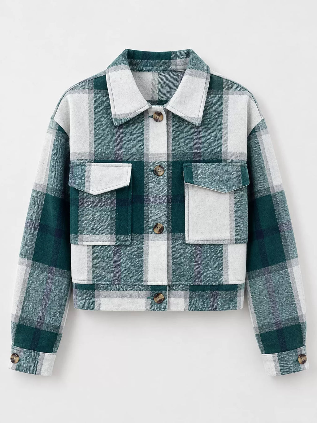 Plaid Button-front Cropped Jacket (24)