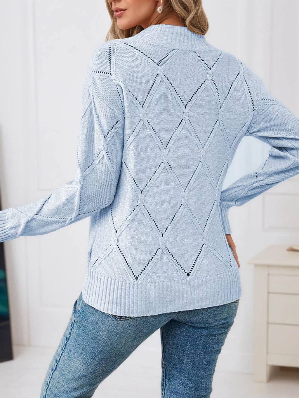 Long Sleeve Diamond Eyelet Knit Top (9)