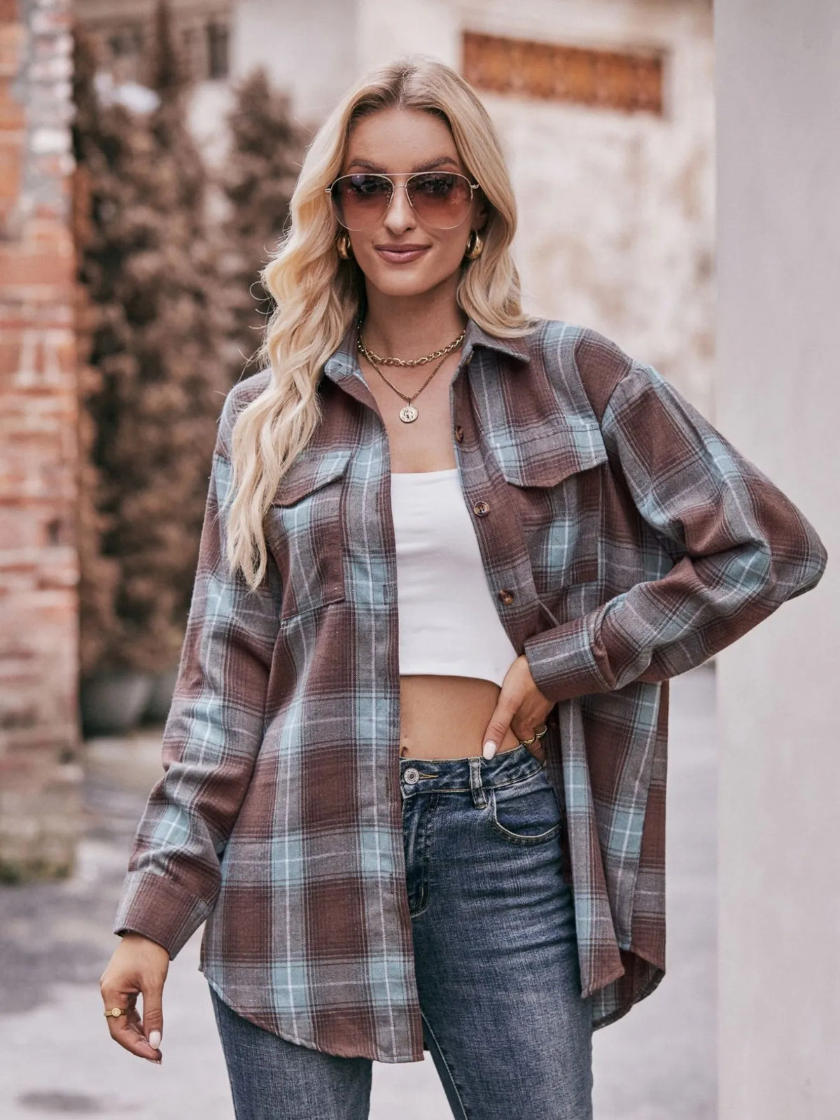 Plaid Button-down Long Sleeve Shirt (10)
