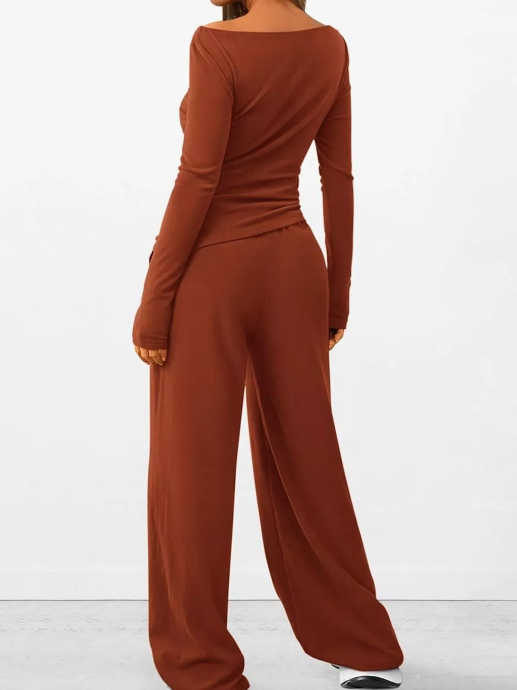 Long Sleeve Top Wide Leg Pants Set (4)