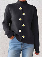 Floral Applique Turtleneck Sweater (9)