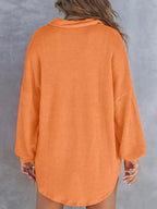 Casual Waffle Knit Button Detail Blouse (5)