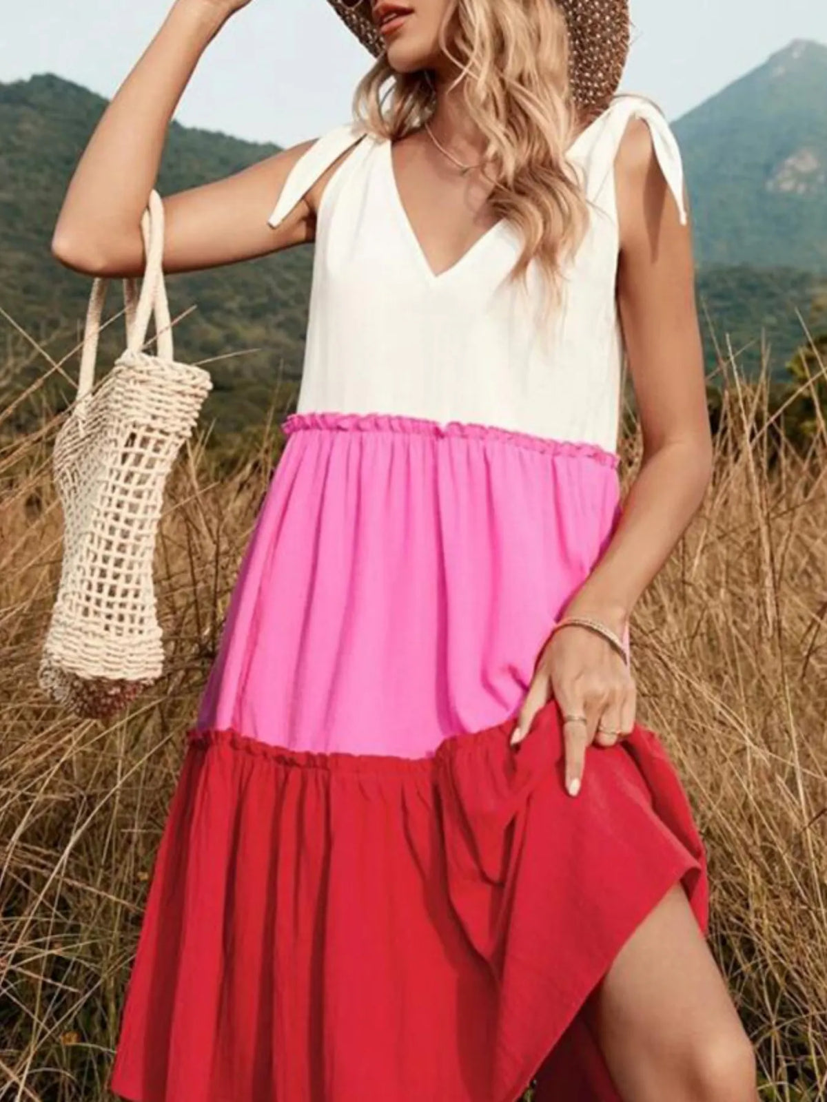 Colorblock Tiered Midi Tank Dress (2)