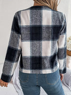 Plaid Open Front Long Sleeve Jacket (4)
